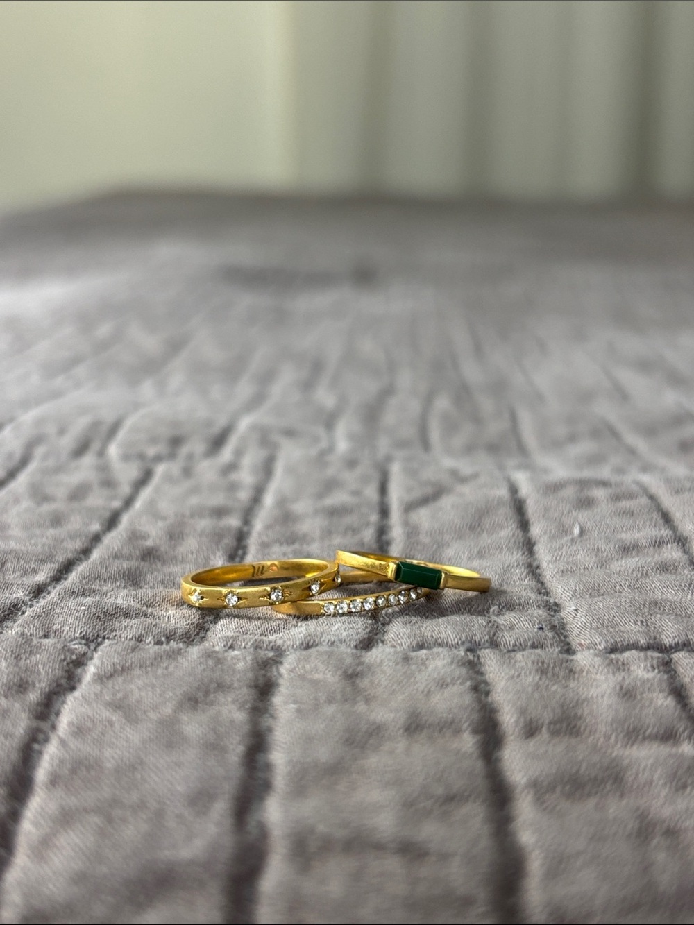 Madewell Malachite Baguette Stacking Ring Set